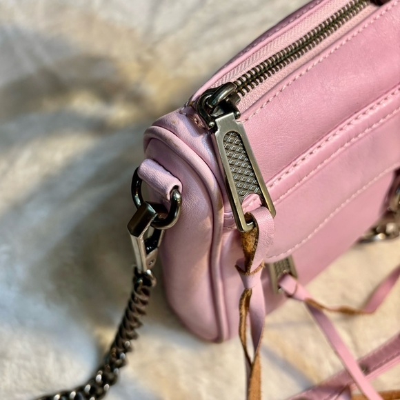 Rebecca Minkoff Leather Crossbody Pink Nickel-tone Hardware Tassel Zipper Pulls - Picture 11 of 16